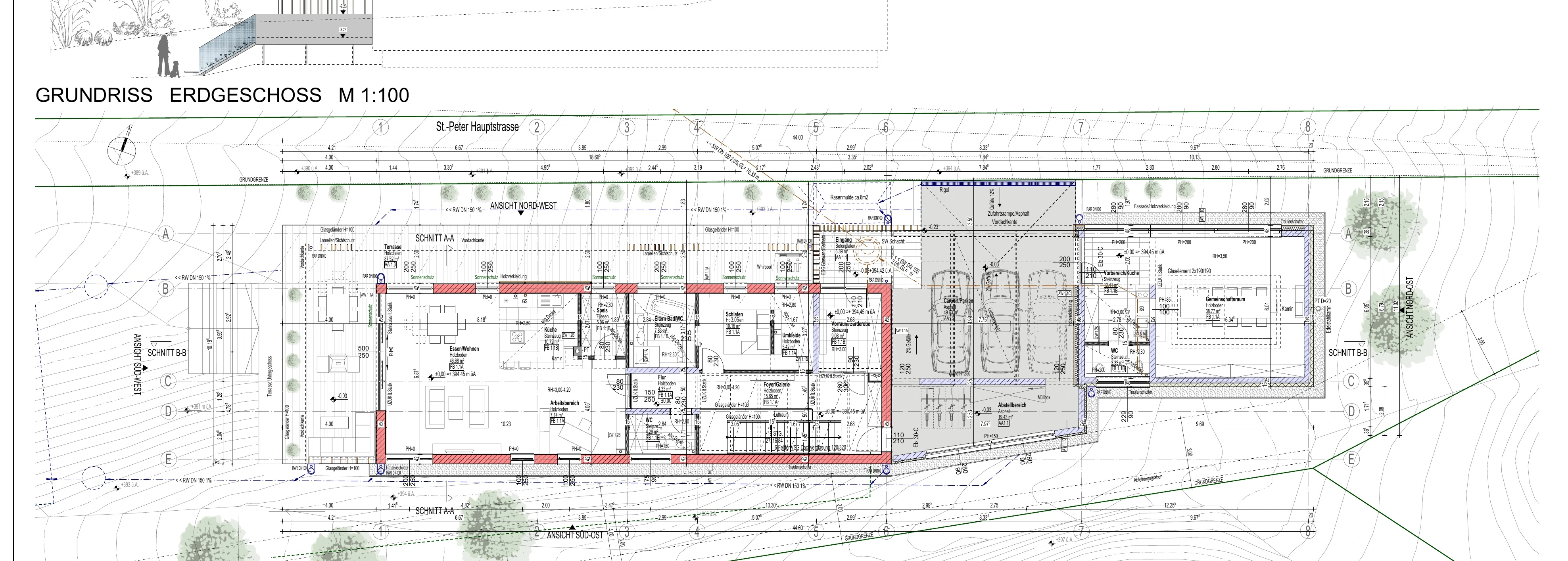 Originaler Grundriss des Erdgeschosses aus dem Einreichplan 2022